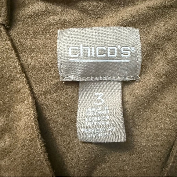 Chico's Womens Soft Brown Button Down Blouse Faux Suede Long Sleeves Top Sz 3/XL - Picture 3 of 6